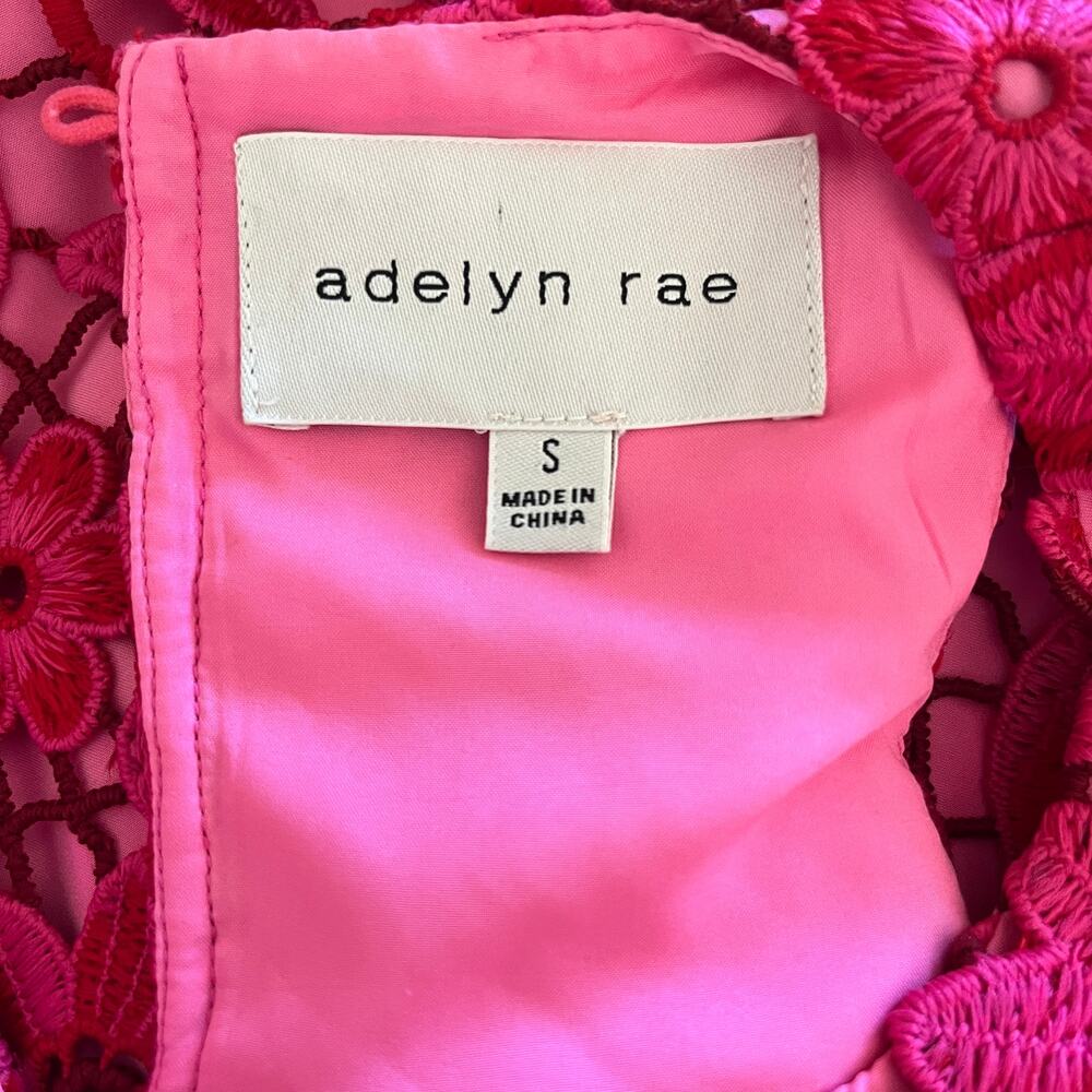 Adelyn Rae Mila Lace Floral Embroidered Mini Sheath Dress Red Pink - Picture 6 of 7